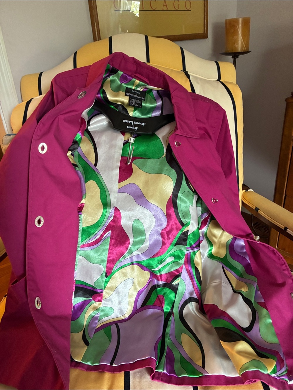 Y2K dennis basso Fuchsia Single-Breasted Trench Coat - Picture 6 of 7